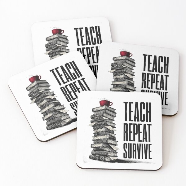 Item preview, Teach Repeat Survive — Funny Teacher Book Stack Coffee Shirt designed and sold by Uglyandcute.