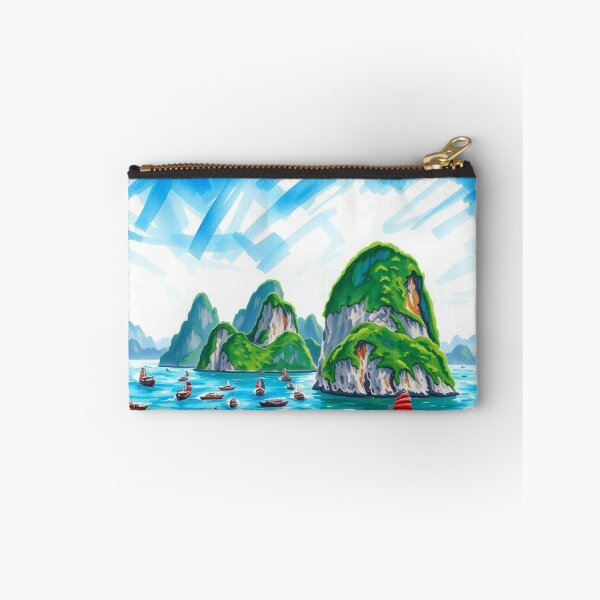 Item preview, Ha Long Bay Watercolor Seascape – Vibrant Vietnamese Karst Islands & Traditional Junk Boats designed and sold by EllDAV777.