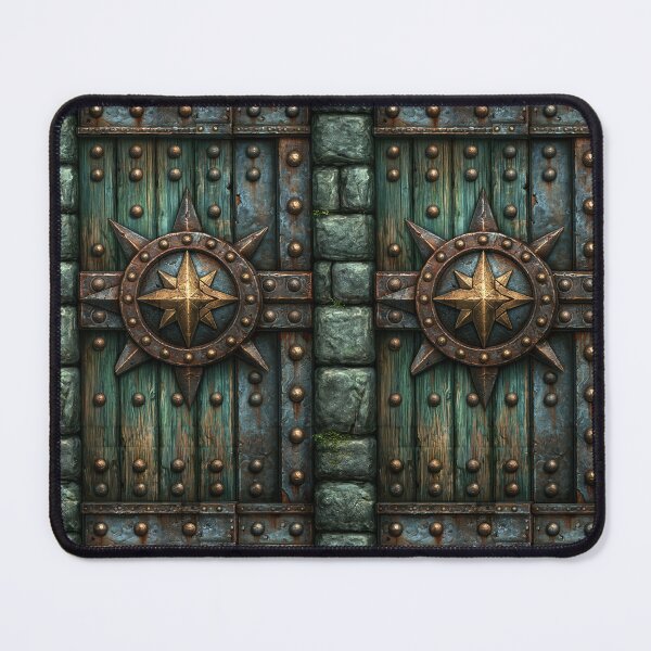Item preview, Weathered Green Castle Door with Iron Hinges designed and sold by Piotrek0001.