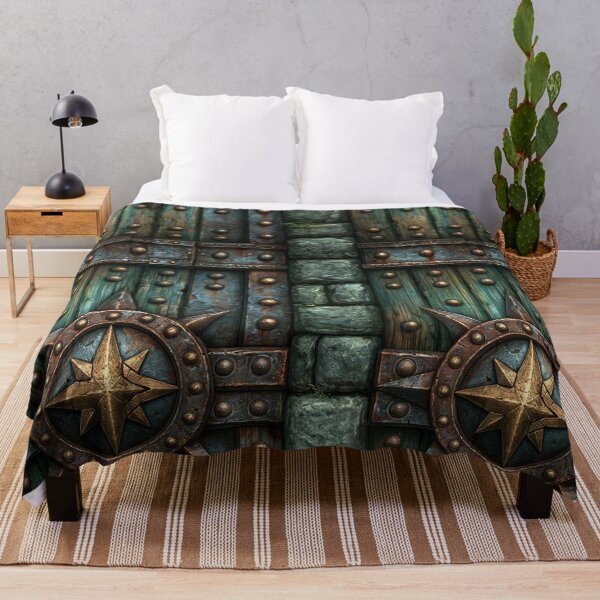 Item preview, Weathered Green Castle Door with Iron Hinges designed and sold by Piotrek0001.