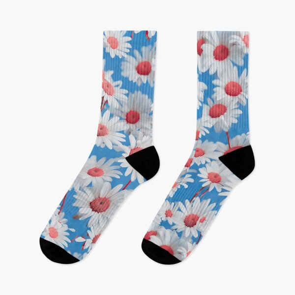 Item preview, Pop Art Daisies with Red Centres on Sky Blue designed and sold by SerenebySL.