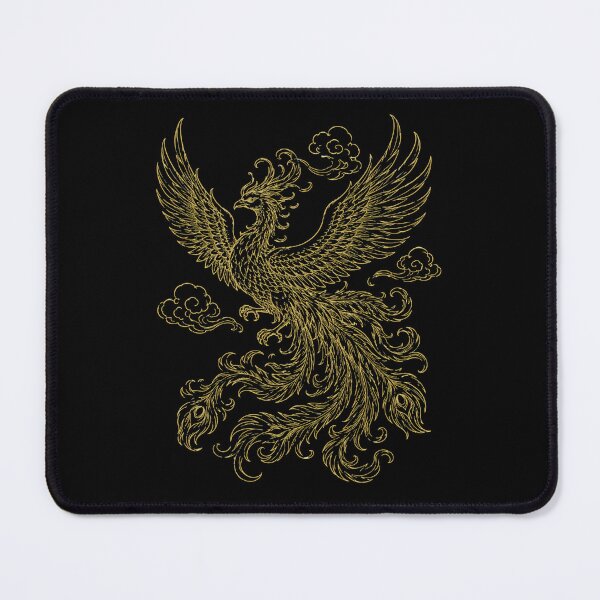 Item preview, Golden Phoenix Rising Asian Line Art Aesthetic designed and sold by Soluna Studio.