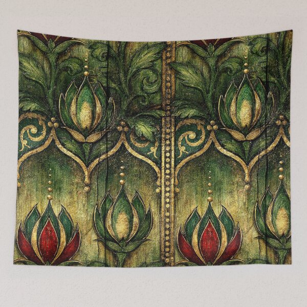 Item preview, Green and Gold Floral Medieval Tapestry designed and sold by Piotrek0001.