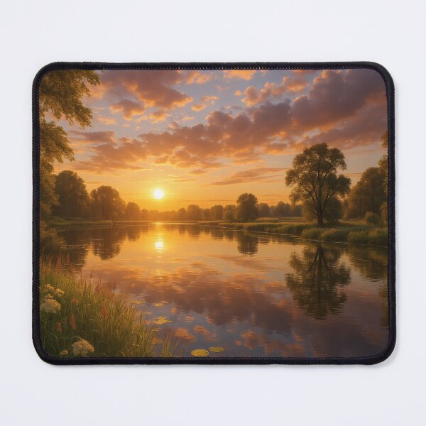 Item preview, Golden Sunset Reflected on a Peaceful Lake designed and sold by OneStepFromArt.