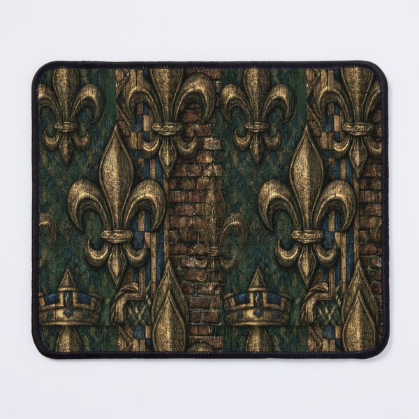 Item preview, Green Fleur-de-Lis on Dark Polished Wood designed and sold by Piotrek0001.