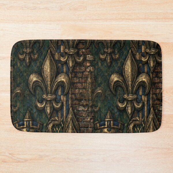 Item preview, Green Fleur-de-Lis on Dark Polished Wood designed and sold by Piotrek0001.