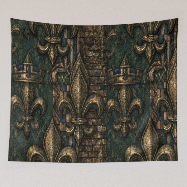 Item preview, Green Fleur-de-Lis on Dark Polished Wood designed and sold by Piotrek0001.