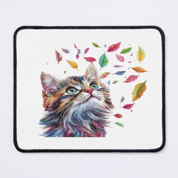 Item preview, Colorful Autumn Cat – Whimsical Cat Surrounded by Falling Leaves designed and sold by Awarrie.