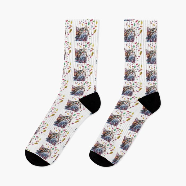 Item preview, Colorful Autumn Cat – Whimsical Cat Surrounded by Falling Leaves designed and sold by Awarrie.