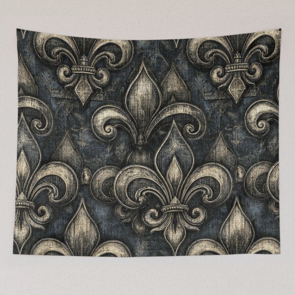 Item preview, Large Silver Fleur-de-Lis on Charcoal Metal designed and sold by Piotrek0001.