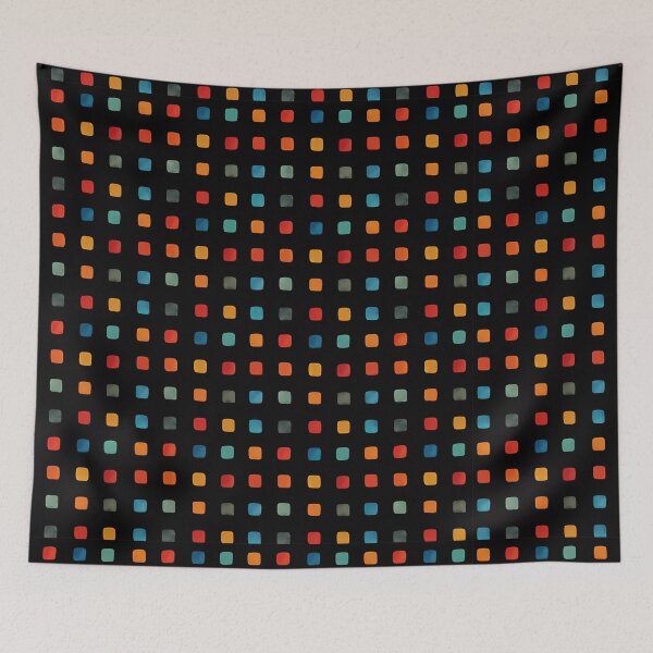 Item preview, Colorful Abstract Square Dots on Black Background designed and sold by zenjiinspired.