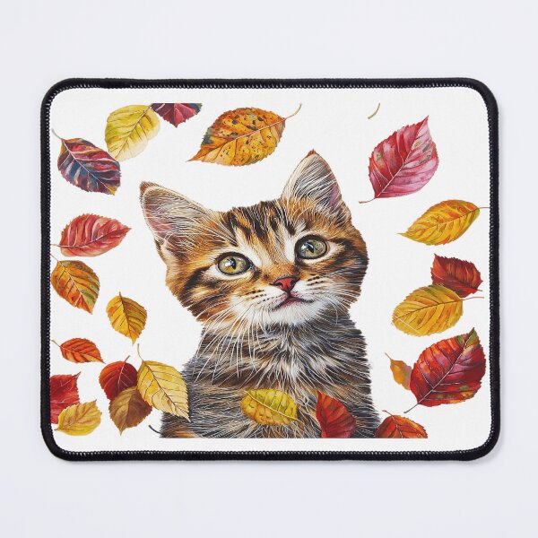 Item preview, Autumn Cat – Cute Tabby Cat Surrounded by Colorful Fall Leaves designed and sold by Awarrie.