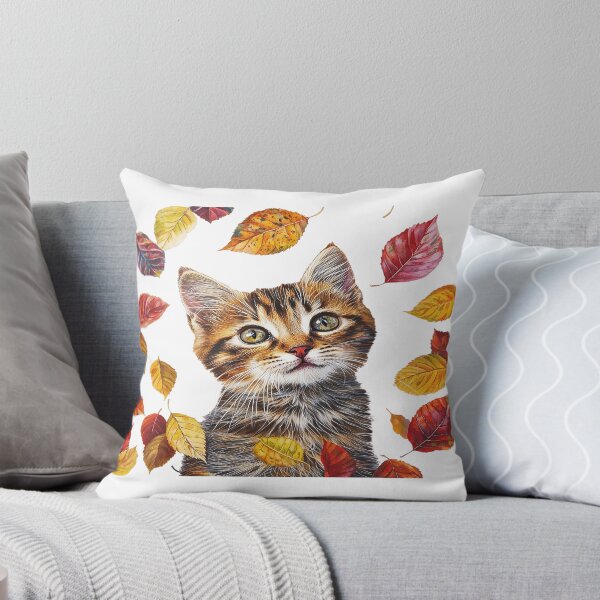 Item preview, Autumn Cat – Cute Tabby Cat Surrounded by Colorful Fall Leaves designed and sold by Awarrie.