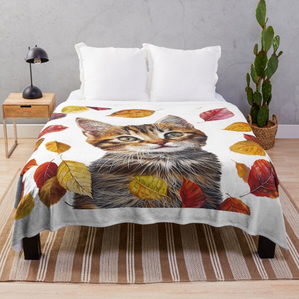 Item preview, Autumn Cat – Cute Tabby Cat Surrounded by Colorful Fall Leaves designed and sold by Awarrie.