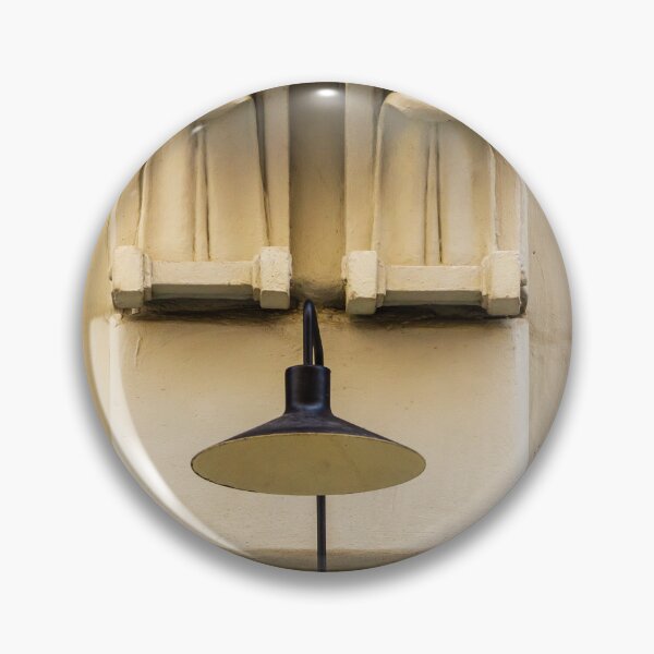 Item preview, Vintage Black Wall Lamp With Decorative Plaster Corbel on Historic Cream Building Façade Exterior Detail designed and sold by Nmallia.