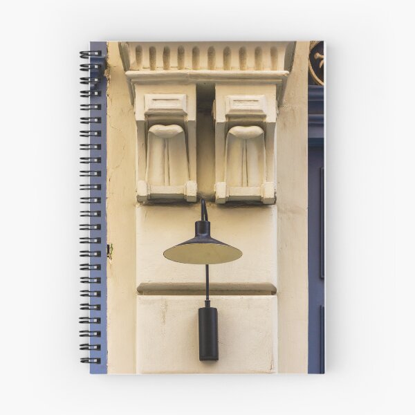 Item preview, Vintage Black Wall Lamp With Decorative Plaster Corbel on Historic Cream Building Façade Exterior Detail designed and sold by Nmallia.