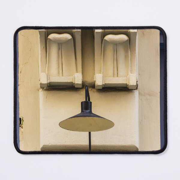 Item preview, Vintage Black Wall Lamp With Decorative Plaster Corbel on Historic Cream Building Façade Exterior Detail designed and sold by Nmallia.