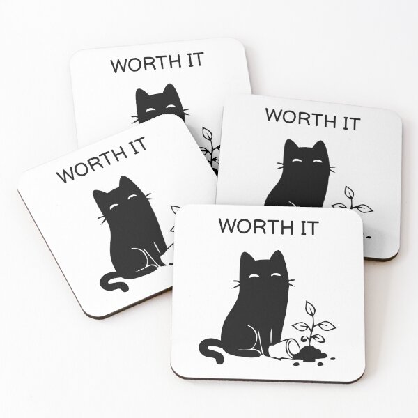 Item preview, WORTH IT Funny Black Cat Sticker designed and sold by FUEGO & NOX.