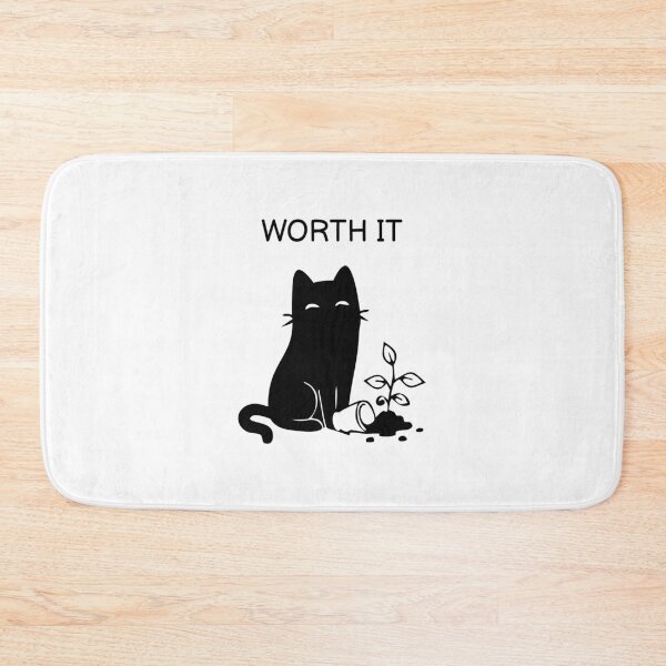 Item preview, WORTH IT Funny Black Cat Sticker designed and sold by FUEGO & NOX.