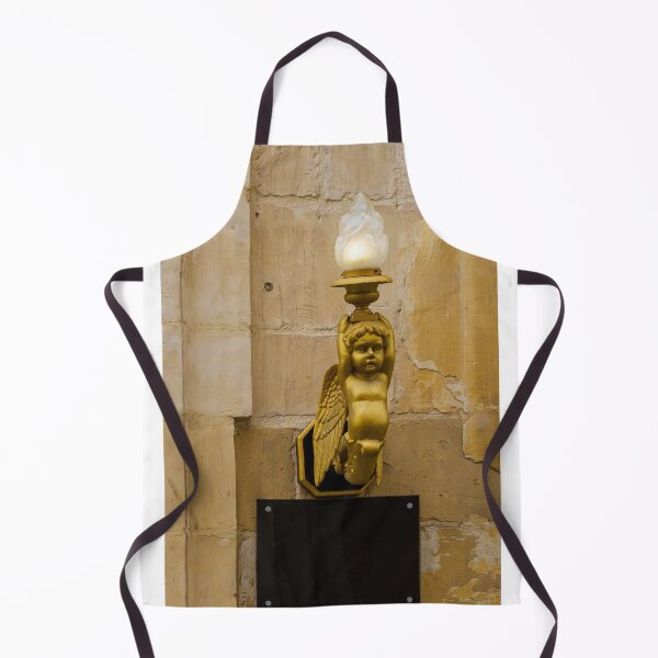Item preview, Golden Cherub Wall Lamp Sconce With Flame Light On Aged Plaster Architectural Wall designed and sold by Nmallia.