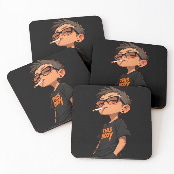 Item preview, Cool Bad Boy Anime Guy Streetwear Glasses Cigarette Vintage Art designed and sold by Shakhbata-1.
