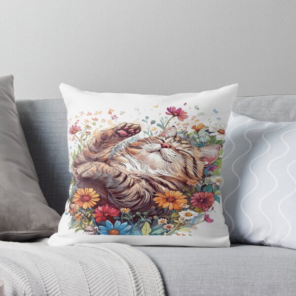 Item preview, Cozy Cat in Bloom – Sleeping Cat Surrounded by Flowers designed and sold by Awarrie.