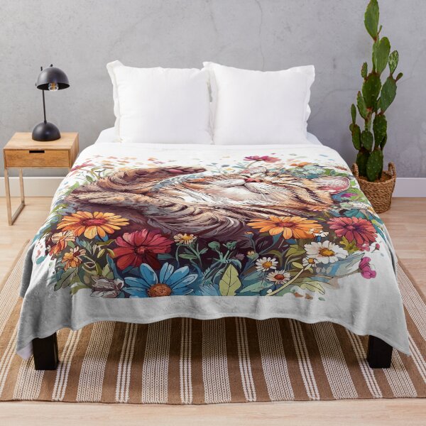 Item preview, Cozy Cat in Bloom – Sleeping Cat Surrounded by Flowers designed and sold by Awarrie.