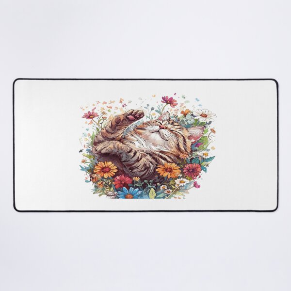 Item preview, Cozy Cat in Bloom – Sleeping Cat Surrounded by Flowers designed and sold by Awarrie.