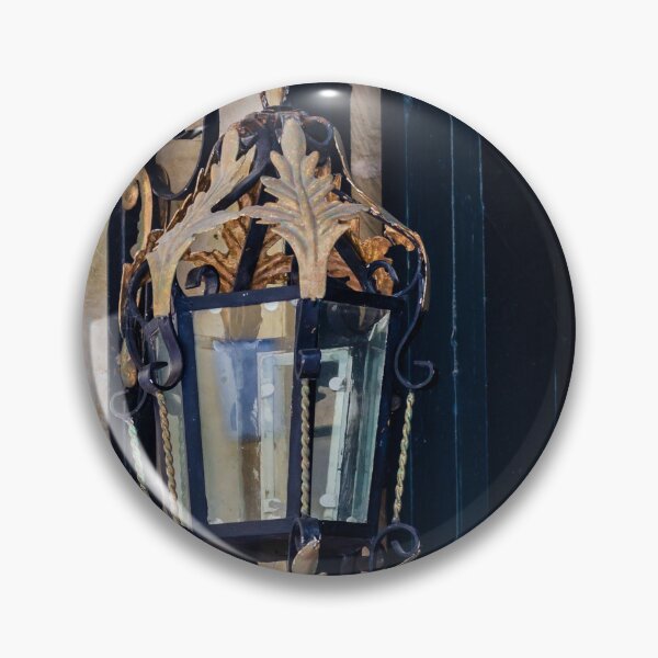 Item preview, Ornate Vintage Iron and Gold Wall Lantern Hanging Sconce on Stone Exterior designed and sold by Nmallia.