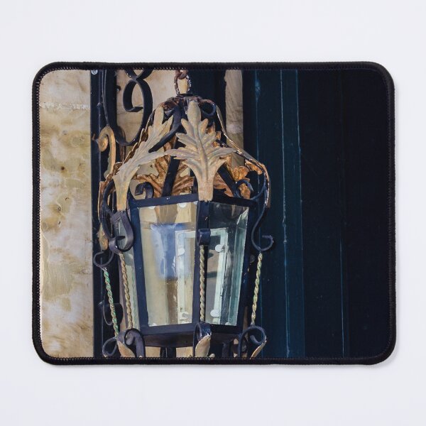 Item preview, Ornate Vintage Iron and Gold Wall Lantern Hanging Sconce on Stone Exterior designed and sold by Nmallia.