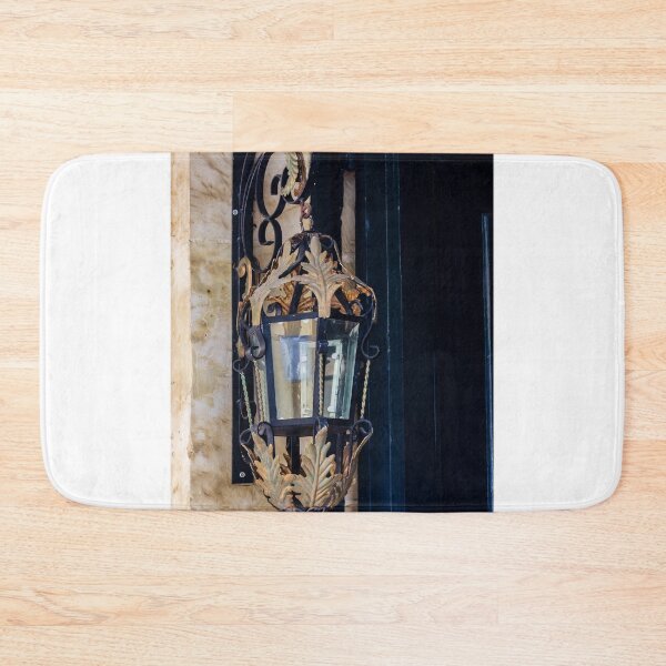 Item preview, Ornate Vintage Iron and Gold Wall Lantern Hanging Sconce on Stone Exterior designed and sold by Nmallia.