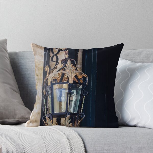 Item preview, Ornate Vintage Iron and Gold Wall Lantern Hanging Sconce on Stone Exterior designed and sold by Nmallia.