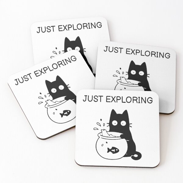 Item preview, JUST EXPLORING Funny Black Cat Sticker designed and sold by FUEGO & NOX.
