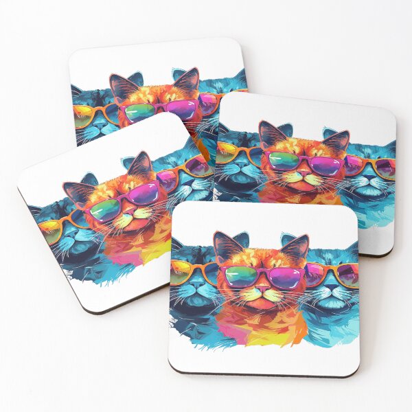 Artikelvorschau, Cool Cats – Colorful Retro Sunglasses Cat Trio entworfen und verkauft von Awarrie.