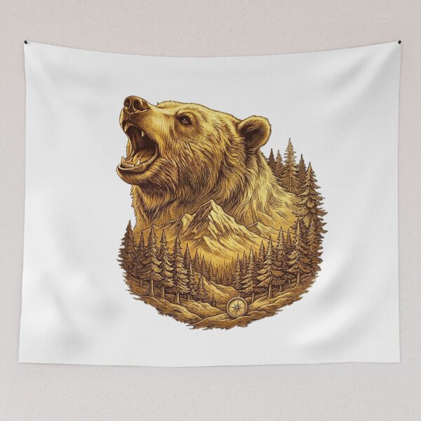 Item preview, Golden Bear Wilderness Woodcut Vintage Shirt designed and sold by GabeMountainArt.