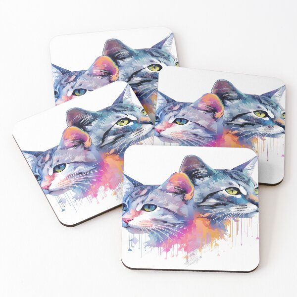 Item preview, Cosmic Color Cats – Vibrant Abstract Cat Portrait designed and sold by Awarrie.