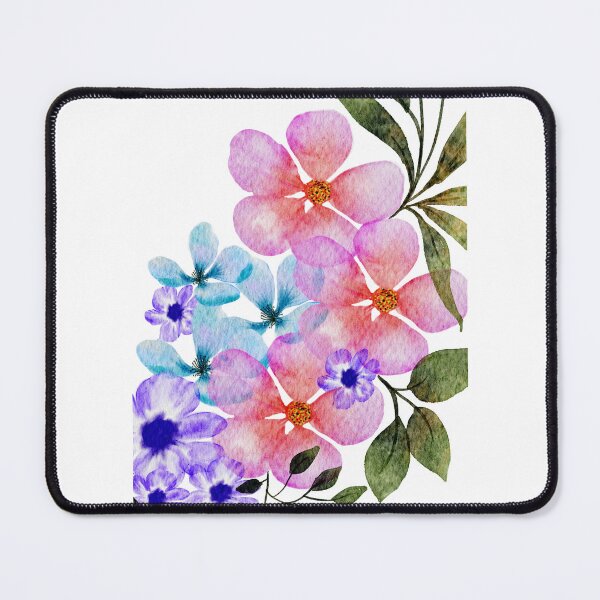 Item preview, pink and blue floral botanical art designed and sold by introvertarts.