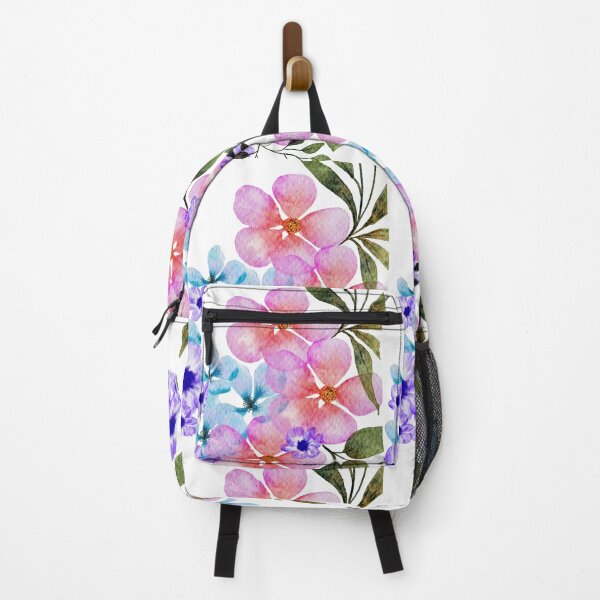 Item preview, pink and blue floral botanical art designed and sold by introvertarts.
