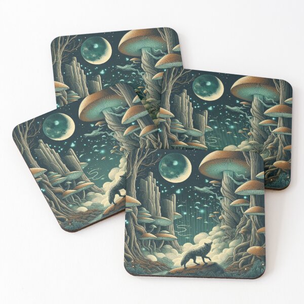 Item preview,  Mystical Wolf Under Moonlight – Fantasy Forest designed and sold by Dogandesighn.