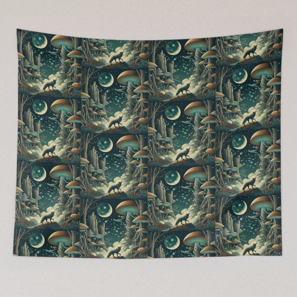 Item preview,  Mystical Wolf Under Moonlight – Fantasy Forest designed and sold by Dogandesighn.