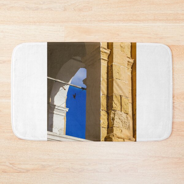 Item preview, Sunny Stone Arch Balcony With White Columns And Deep Blue Sky Mediterranean Architecture Detail designed and sold by Nmallia.