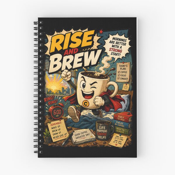 Item preview, Rise And Brew – Funny Comics Design designed and sold by Mac Sketches.