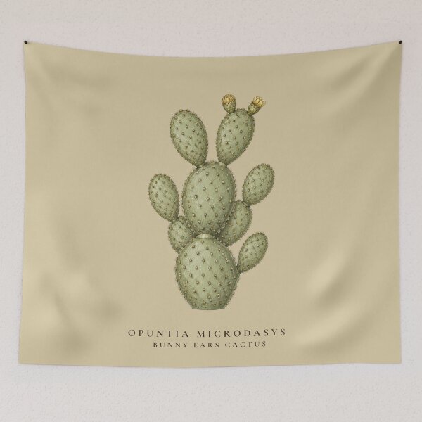 Item preview, Bunny Ears Cactus Vintage Botanical Illustration Opuntia Microdasys designed and sold by Panom Suavichien.