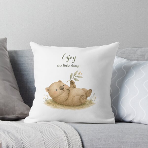 Item preview, Cute Wombat with Enjoy the Little Things Quote designed and sold by Birdsong Blessings.
