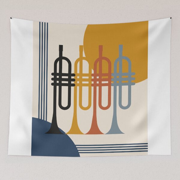 Item preview, Trumpet Quartet Wall Art | Minimalist Brass Instrument Print | Mid-Century Modern Jazz Decor | Abstract Music Illustration designed and sold by Studio pod Burom.