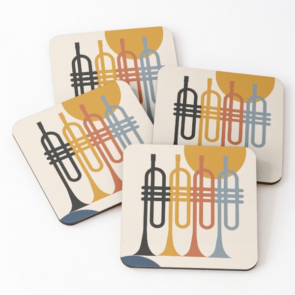 Item preview, Colorful Trumpet Quartet Wall Art | Minimalist Brass Instrument Print | Modern Jazz Music Illustration | Abstract Music Decor | Contemporary Music Poster designed and sold by Studio pod Burom.