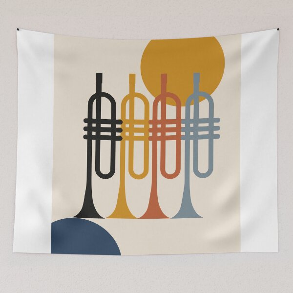 Item preview, Colorful Trumpet Quartet Wall Art | Minimalist Brass Instrument Print | Modern Jazz Music Illustration | Abstract Music Decor | Contemporary Music Poster designed and sold by Studio pod Burom.