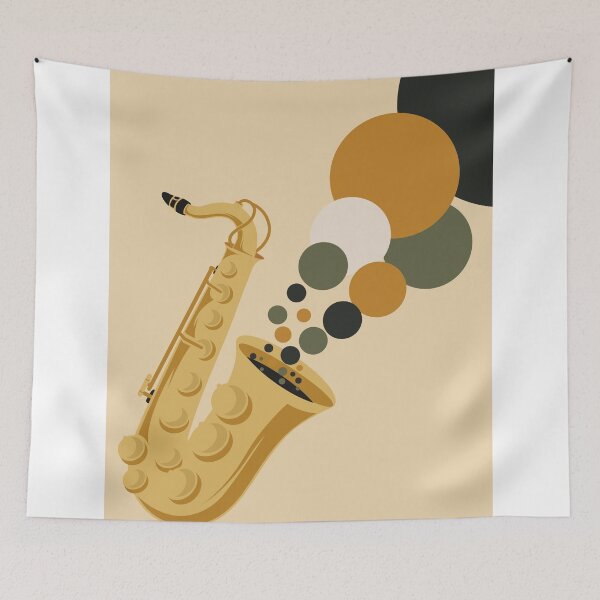 Item preview, Abstract Saxophone Sound Waves | Bauhaus Inspired Jazz Illustration | Mid Century Modern Music Print | Earth Tone Design designed and sold by Studio pod Burom.