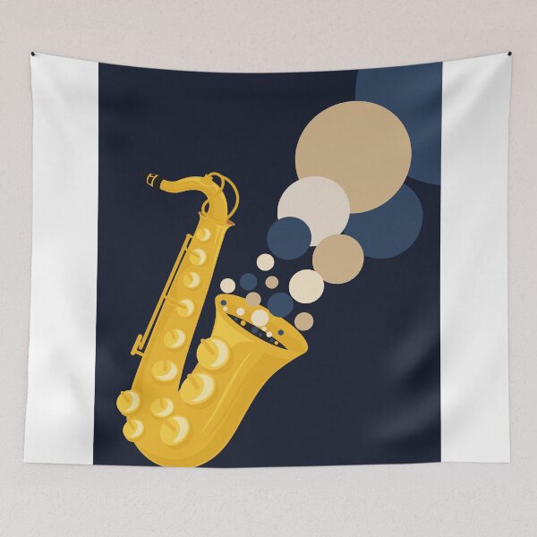 Item preview, Saxophone Sound Waves | Abstract Jazz Illustration | Bauhaus Inspired Music Print | Mid Century Modern Design designed and sold by Studio pod Burom.