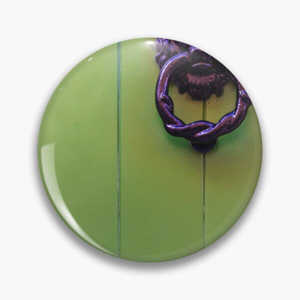 Item preview, Vintage Lion Head Door Knocker On Bright Green Wooden Door With Vertical Panels And Detail designed and sold by Nmallia.